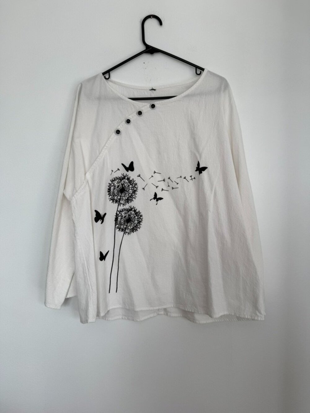Jusfashion Cotton Dandelion Graphic Top & Black Wide Leg Pants Set - Picture 4 of 11